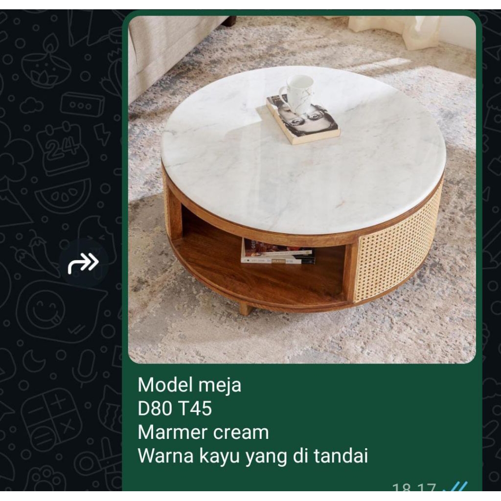 Meja Makan Marmer Asli Minimalis 4 Kursi Jati Rotan