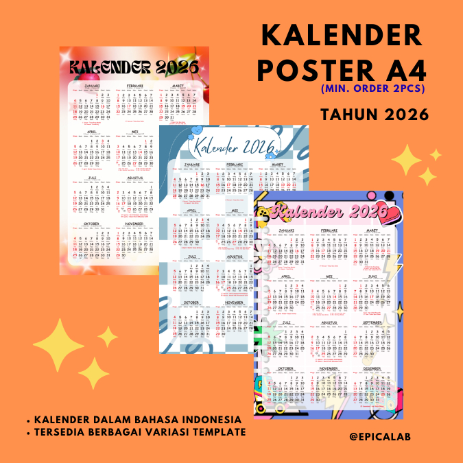 

[A4] Kalender Poster - Kalender 2026 12 bulanan