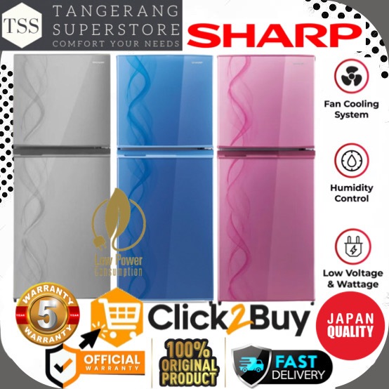 KULKAS 2 PINTU SHARP SJ-237ND SJ237ND SJ 237ND BIG FREEZER SMART COOLING LOW WATT LEMARI ES 2 PINTU 