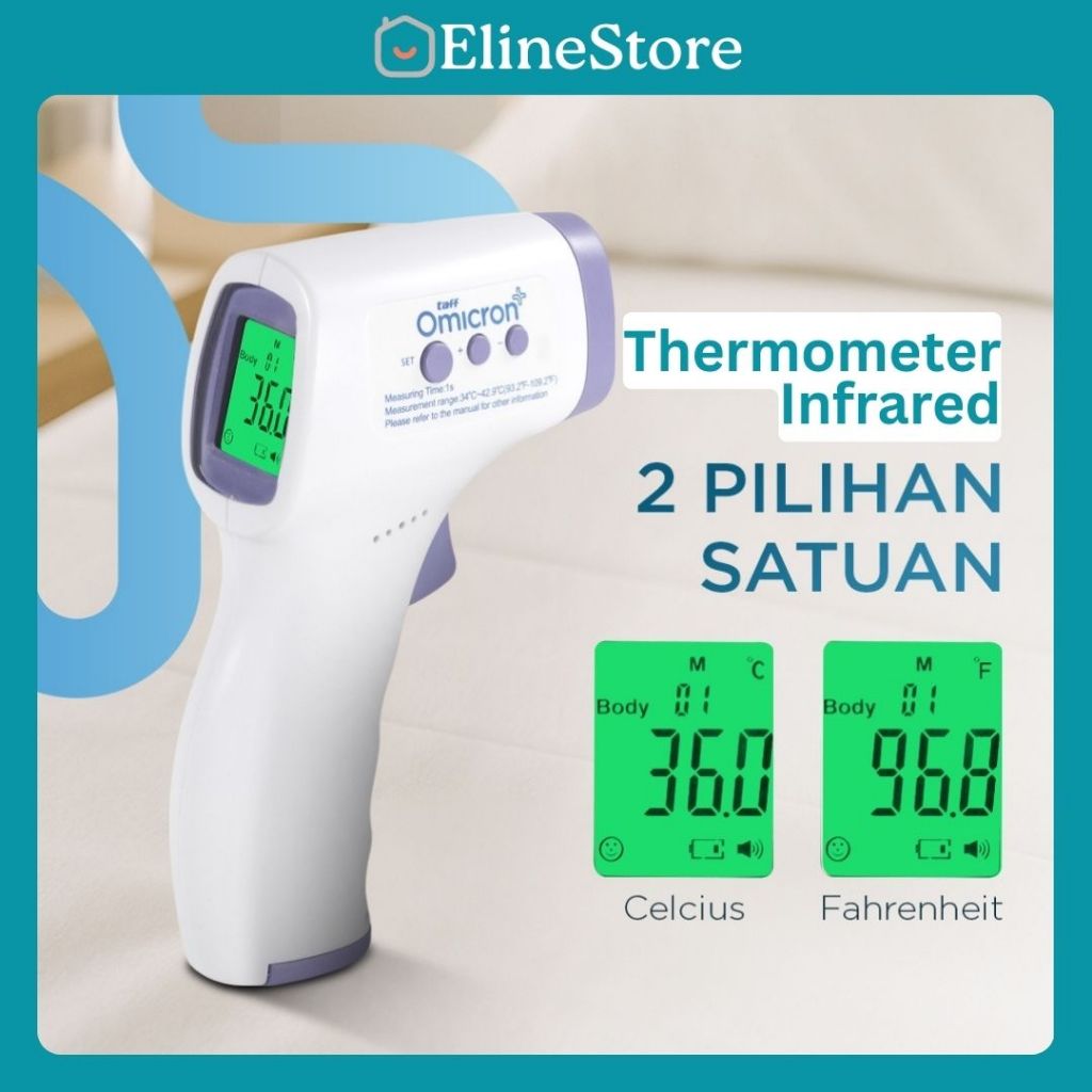 Thermogun Thermometer Tembak Suhu Badan Infrared Pengukur Suhu Badan Demam ElineStore
