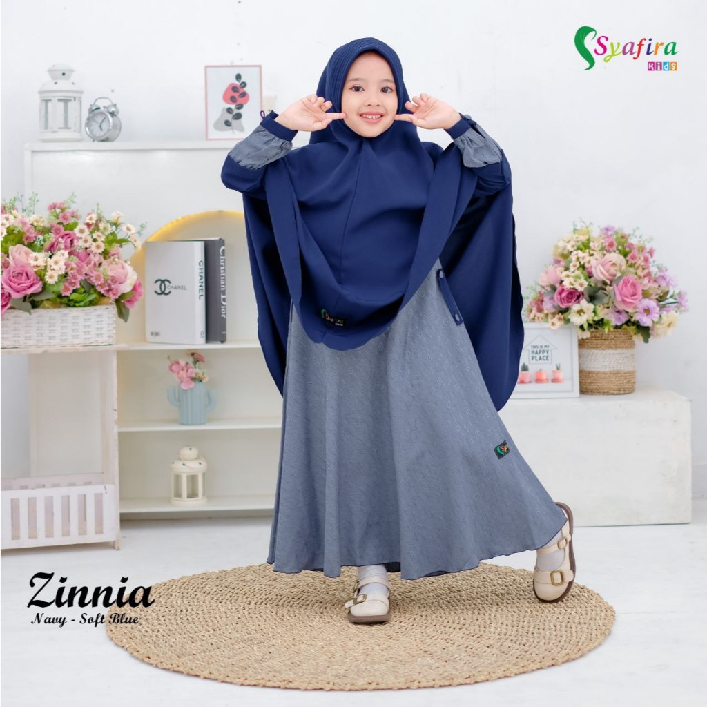 Gamis Anak Perempuan Remaja Dewasa Mom Syar'i Kids Zinnia Rayon Jacquard Wolvis Set Jilbab Cadar