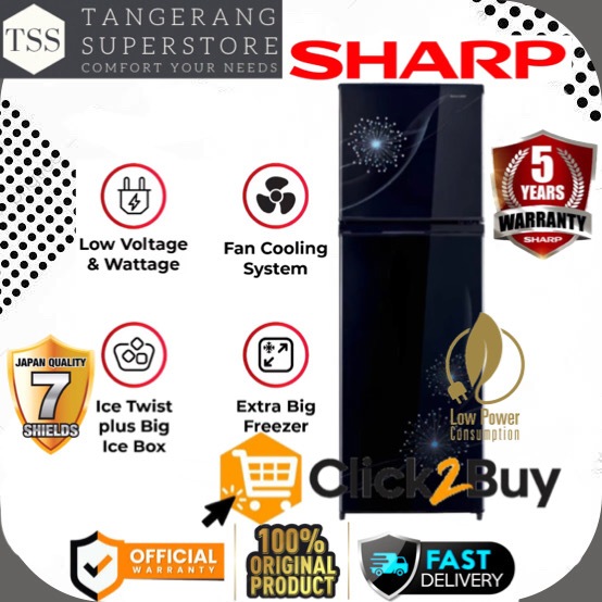 SHARP KULKAS SJ-317MG SJ 317MG SJ317MG 2 PINTU SUPER LOW WATT LEMARI ES 2 PINTU SHARP FAST COOLING K