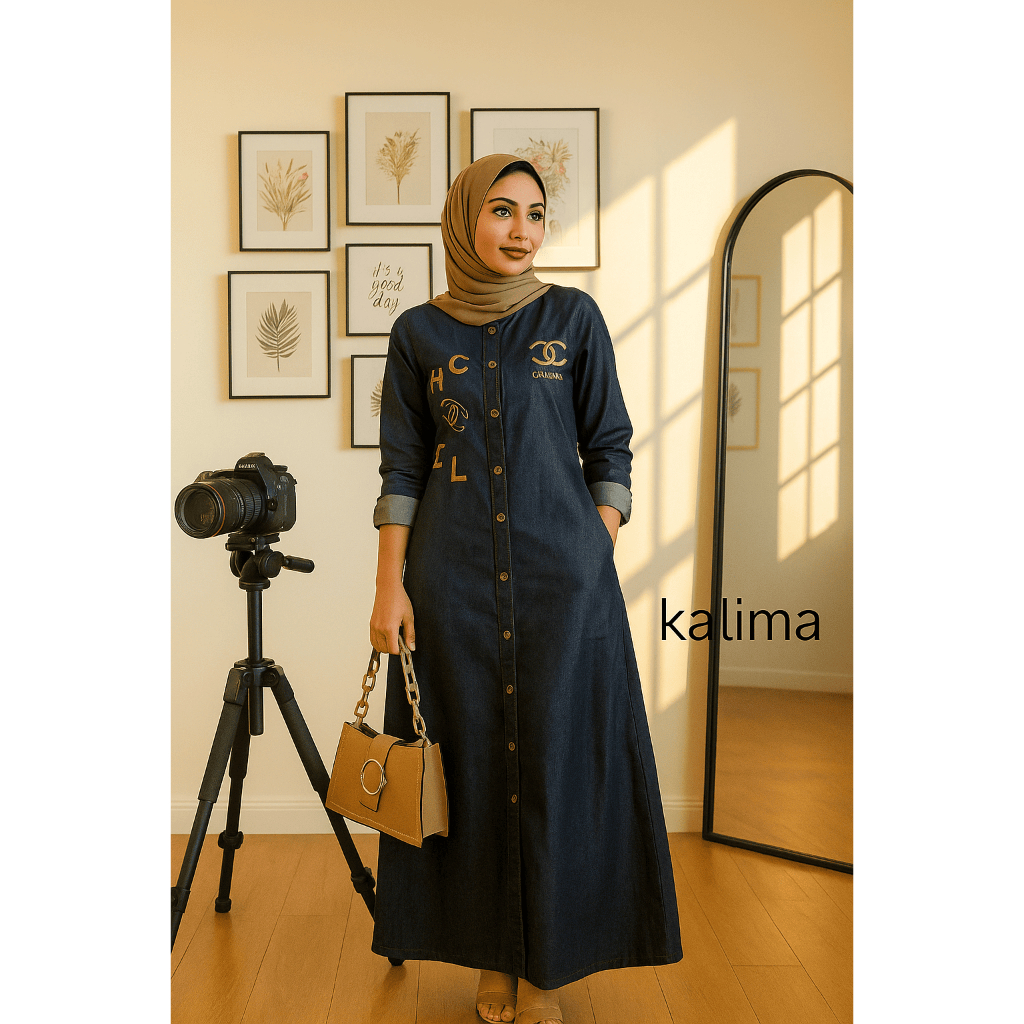 Gamis Terbaru 2025 Jumbo Remaja Murah Mewah Gamis Jeans Wanita Kekinian Simple Dan Elegan