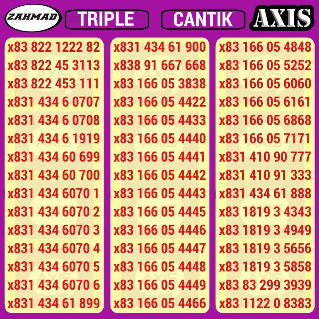 AXIS-C) NOCAN Axis Triple kartu perdana nomor cantik 777 888 999 rapi murah