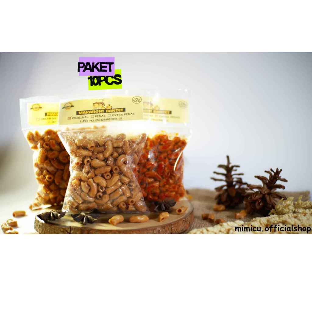 

Cap Koki Paket 10 pcs 60gr Makaroni Bantet Pedas & Gurih Khas Tasikmalaya COD