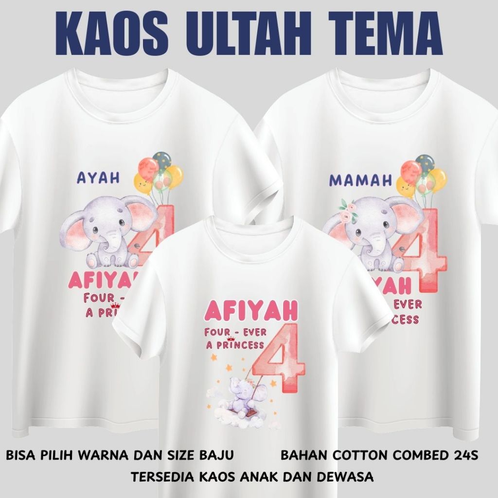 Kaos Anak Ulang Tahun Tema Free Desain - Tshirt Anak dan Keluarga Custom - Kaos Couple Keluarga Ulta
