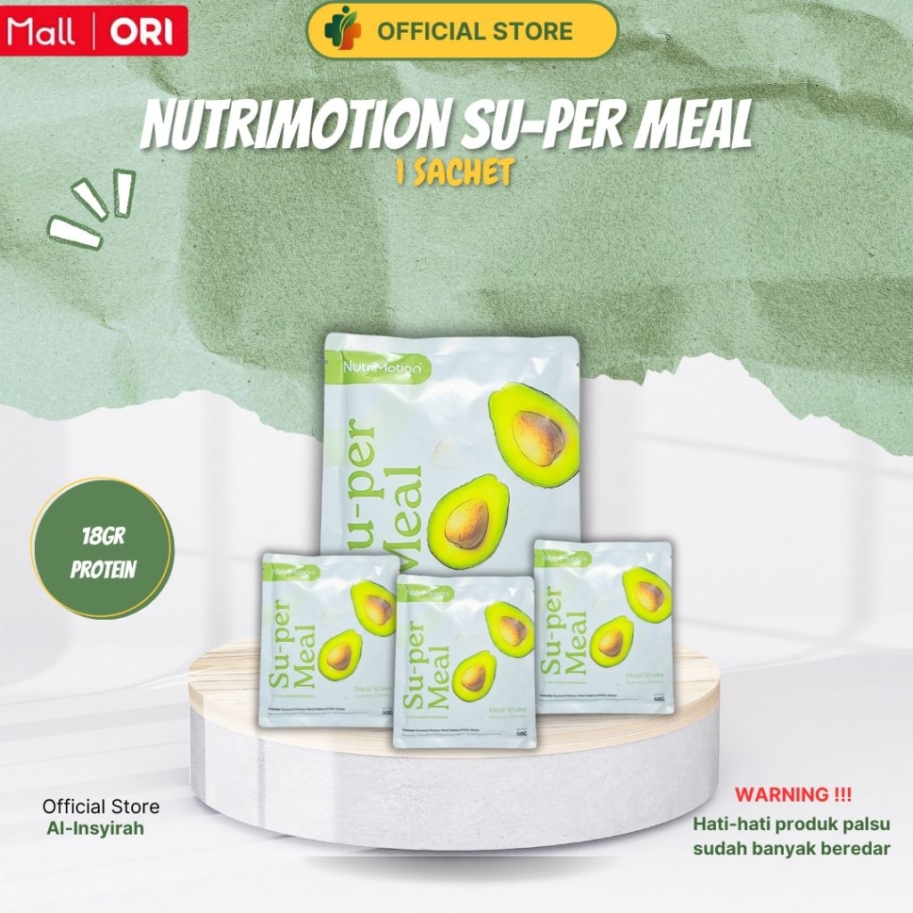 

4 Sachet 4x Minum Nutrimotion SuperMeal Rasa Alpukat - 18gram Protein - Meal Replacement Tinggi Protein dan Serat