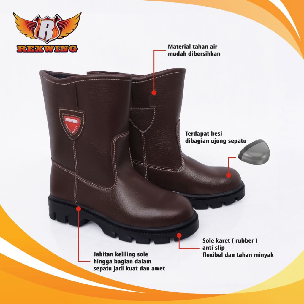 Sepatu Safety Rexwing Boots Ujung Besi Sepatu Proyek Industri Shoes Safety Keselamatan kerja