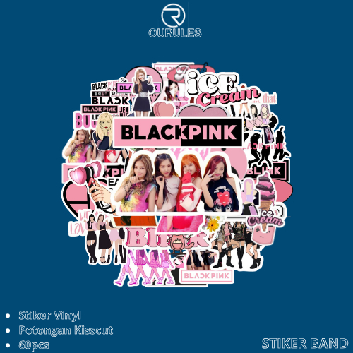 

OURULES - 60 Pcs Stiker Pack Band BLACKPINK Super Hypebeast Aesthetic 015 VinyL Glossy Waterproof