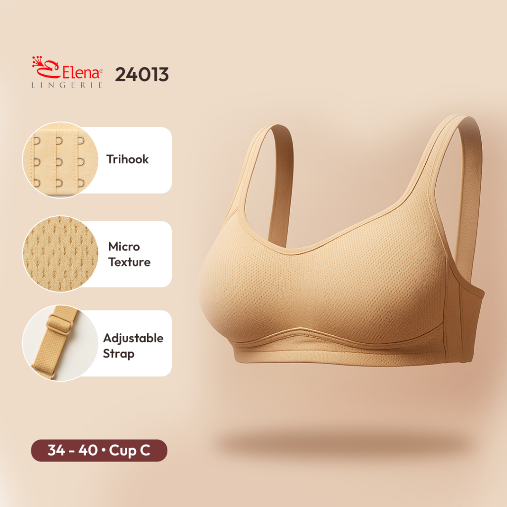 Elena 24013 Cup Besar Tanpa Kawat Busa Tipis Cup C Kait 3