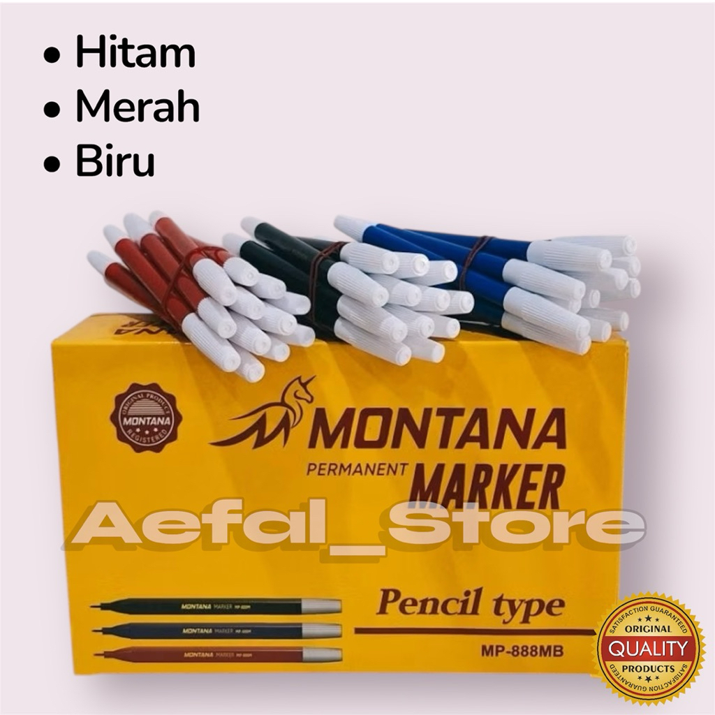 

(6 pcs) Spidol Kecil MONTANA Hitam Merah Biru Marker MP-888 MB