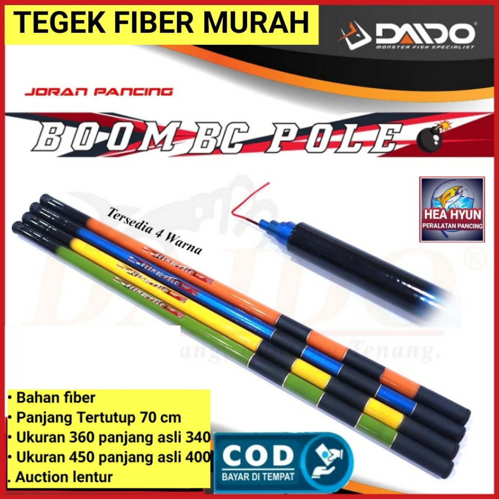 Joran tegek DAIDO BOOM BC POLE ukuran 360 - 450 cm / meter bahan fiber lentur dan kuat