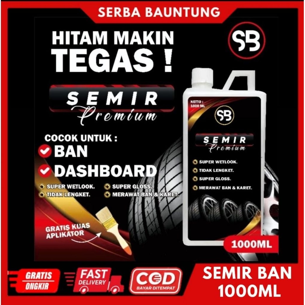 Semir Ban Konsentrat Ban Pengkilap Penghitam Ban Dashboard isi 1 Liter Gratis Kuas 1inch