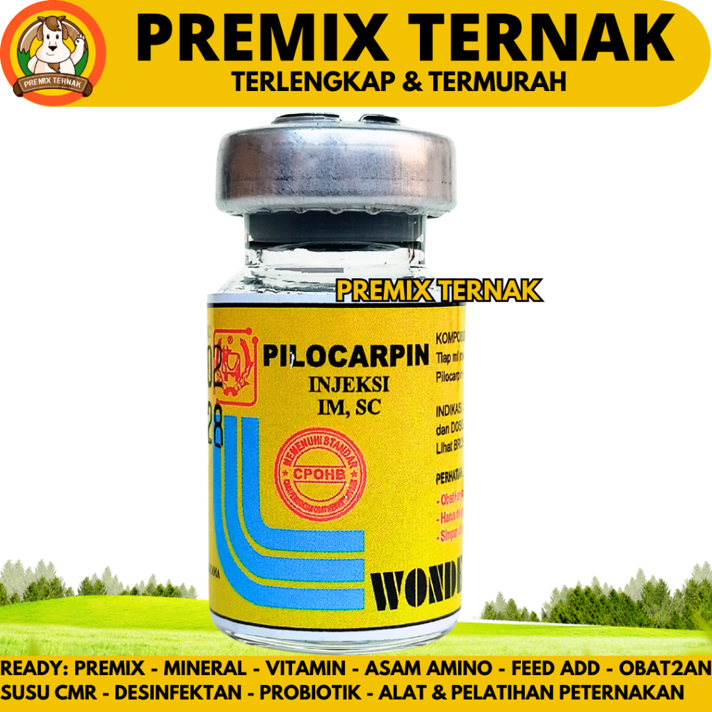 PILOCARPIN INJ 5ML WONDER - Obat Kembung Hewan & Kolik Sapi Kuda Kambing Domba Anjing Kucing
