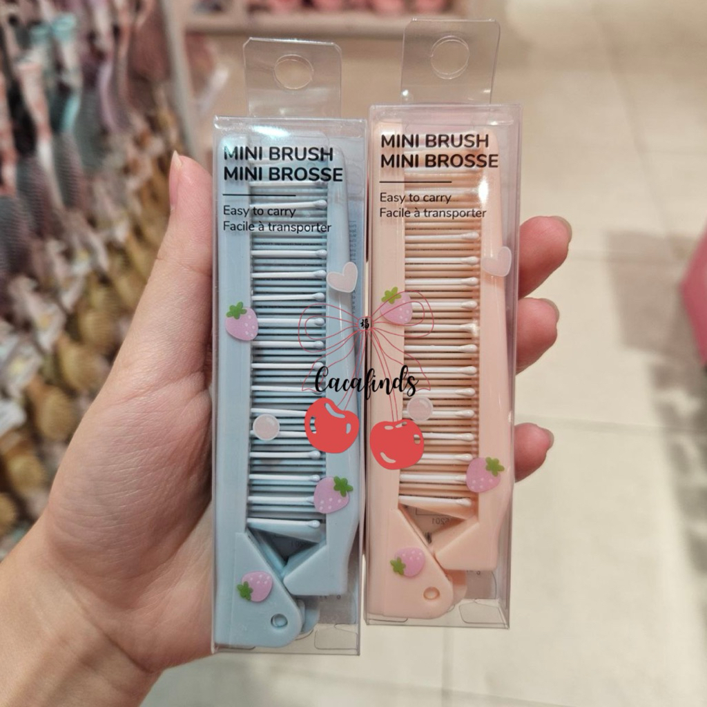 MINISO‼️Foldable Dual Used Comb / Sisir Lipat Mini / Mini Brush Girlish Collection (Pink / Blue)