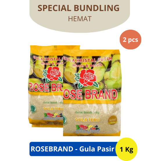 

TOKO BITAKU - KODE A || BUNDLING 2 pcs ROSEBRAND - Gula Pasir Premium 1kg - Gula Tebu Kuning 1 kg