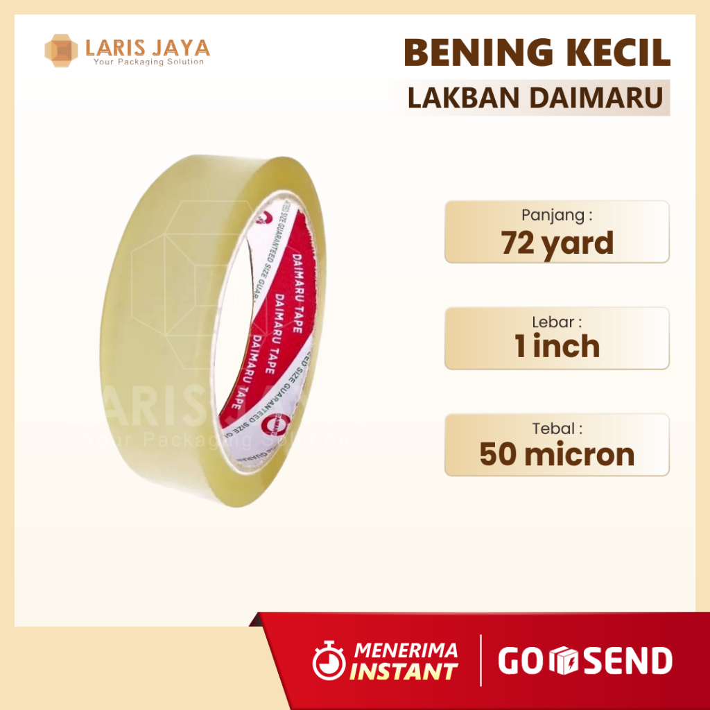 

Isolasi / Selotip / Lakban Kecil Daimaru Bening 1 Inch / 24 mm x 72 Yard ( Isolasi DM Bening 1” )