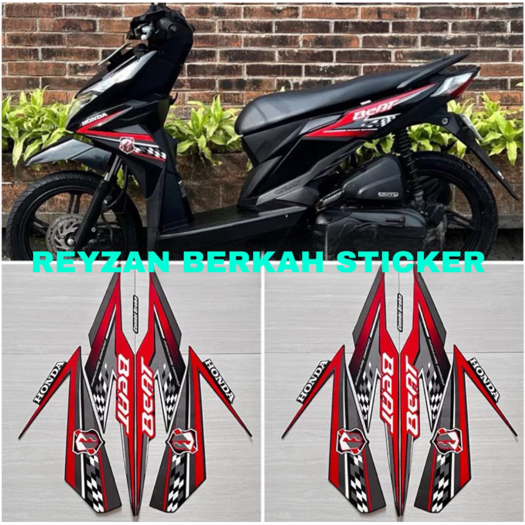 STIKER STRIPING LIS LES BODY HONDA BEAT ESP 2018 HITAM MERAH