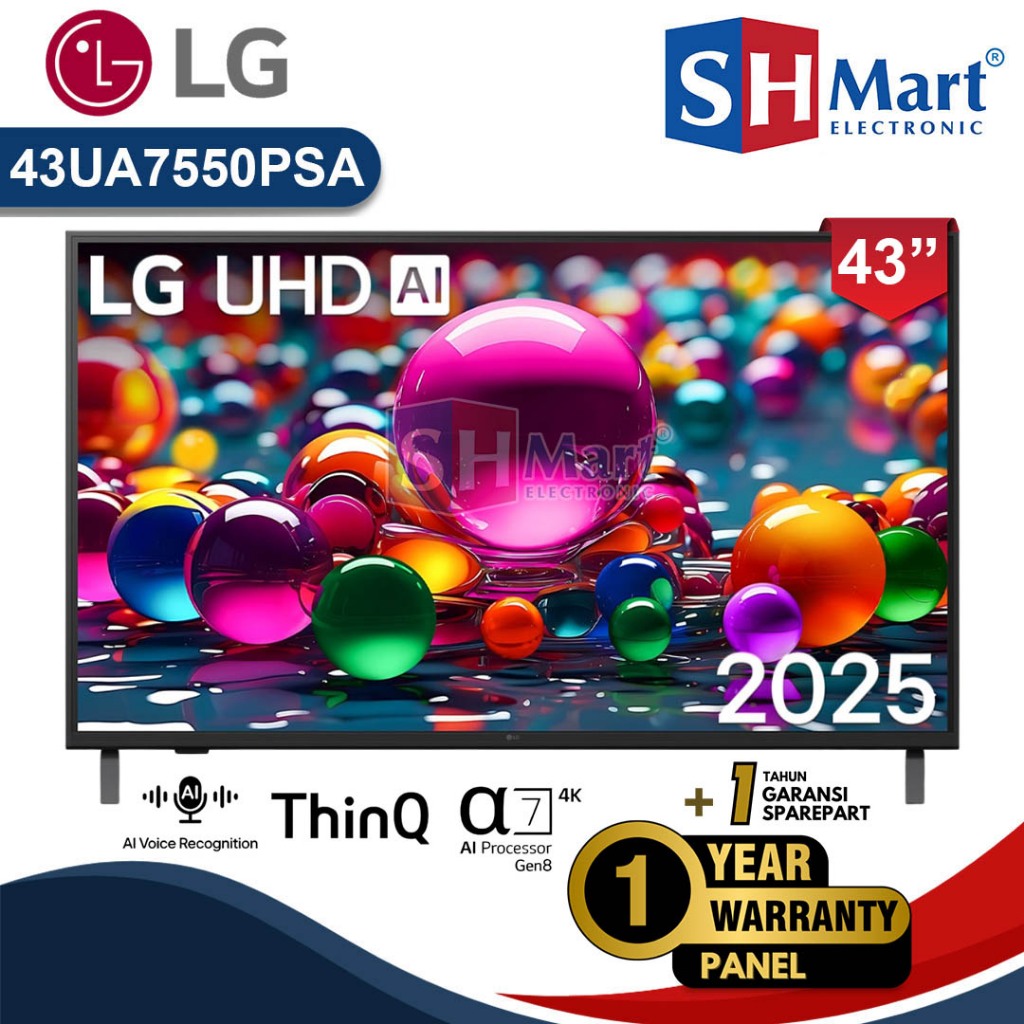 Lg Smart Tv 43 Inch 43UA7550PSA UHD AI 4K Hdr 10Pro Magic Remote 43UA7550 2025 Garansi Resmi (MEDAN)