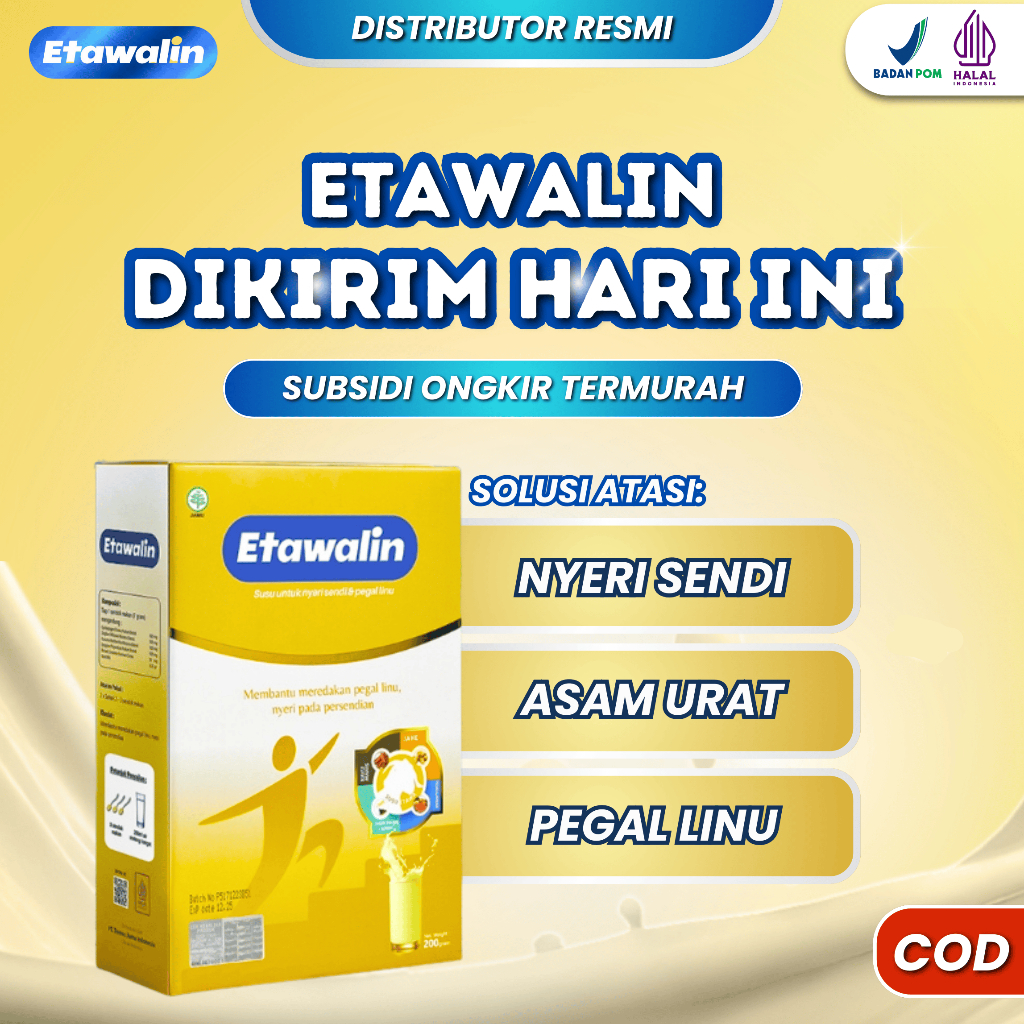 

Etawalin Premium Pereda Nyeri Sendi & Tulang Rematik Asam Urat Asli 100% Original Susu Kambing Bubuk Murni dengan bahan herbal alami rasa jahe bantu jaga kesehatan tulang sendi orang tua dan dewasa ampuh cegah osteoporosis