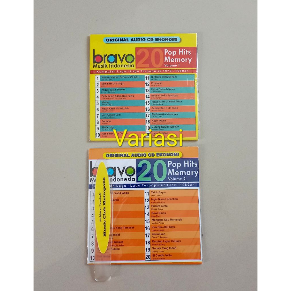 CD EKONOMIS V.A - BRAVO 20 POP HITS MEMORY VOL.1 / VOL.2 (EDDY SILITONGA, DEDDY DORES, PANBERS, KOES