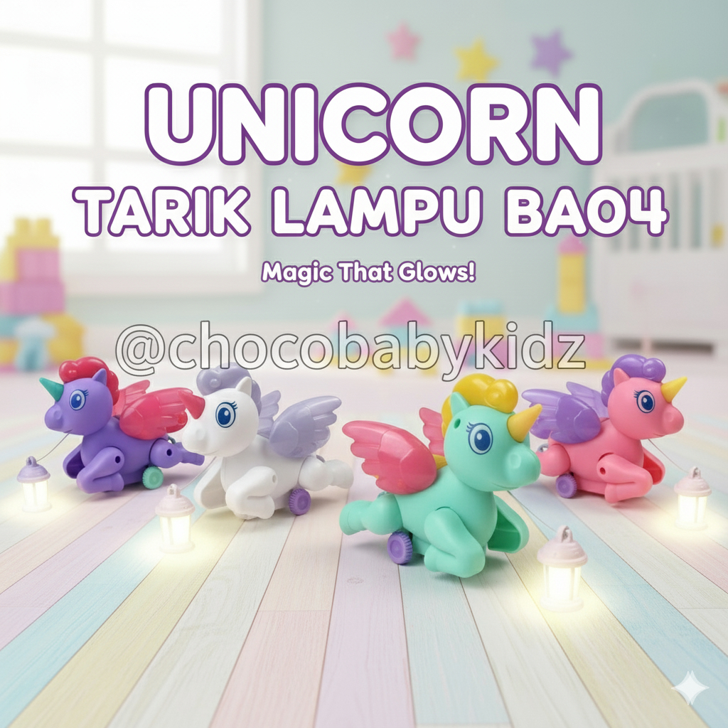 Mainan Anak Kuda Pony tarik Bisa Berjalan Ada Lampu - Unicorn Tarik - Kuda Poni Tarik Berjalan
