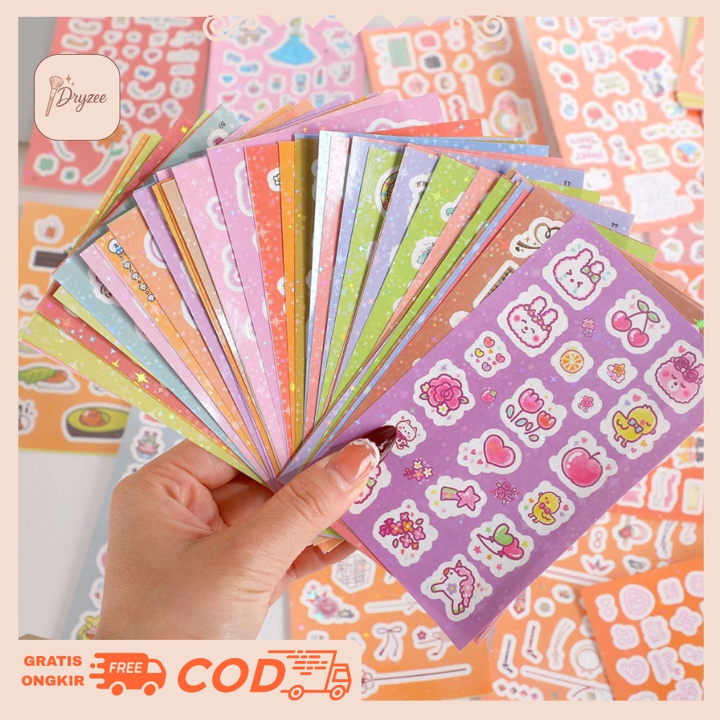 

100 Lembar Stiker Dekor Pack DIY Photocard Sleeve Kpop Sticker Set Journaling Kartun Lucu