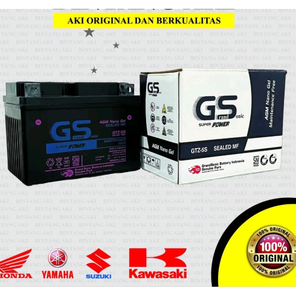Aki-Accu Kering Motor GS MF GTZ-5S dan GTZ-7S