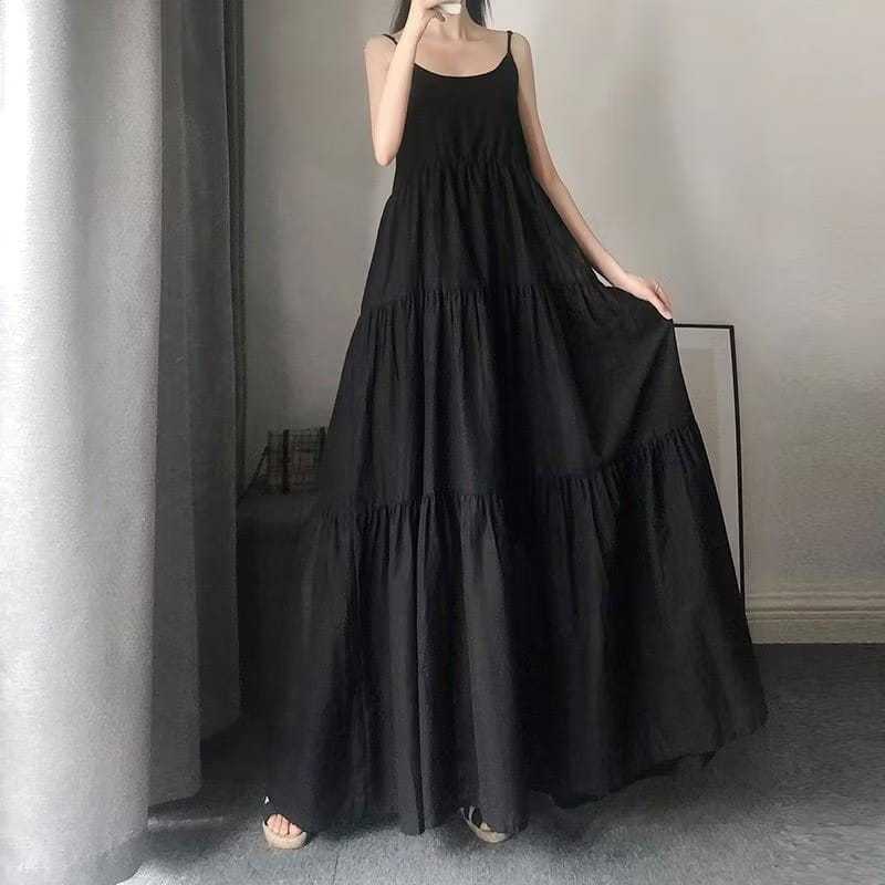 Long Dress Elie - Dress Ruffle Wanita Kekinian Panjang Maxi/Sabrina Jumbo