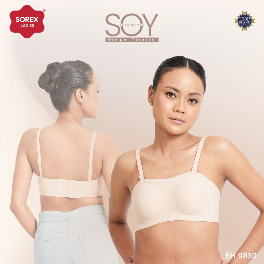 Sorex Bra Tanpa Kawat Busa Kait 4 Cup B Seamless Strapless SOY Bra (Stick On You) Bra Harian BH 9830