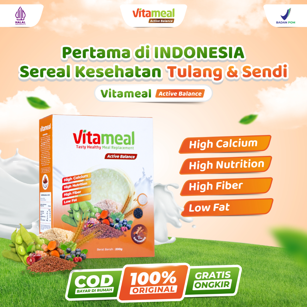 

Vitameal Active Balance Paket 2 Box Sereal Multigrain Alami Bantu Menyehatkan Sendi Solusi Asam Urat Meredakan Nyeri Sendi Dengan Edamame Susu Etawa Lebih tinggi Kalsium dan Fosfor