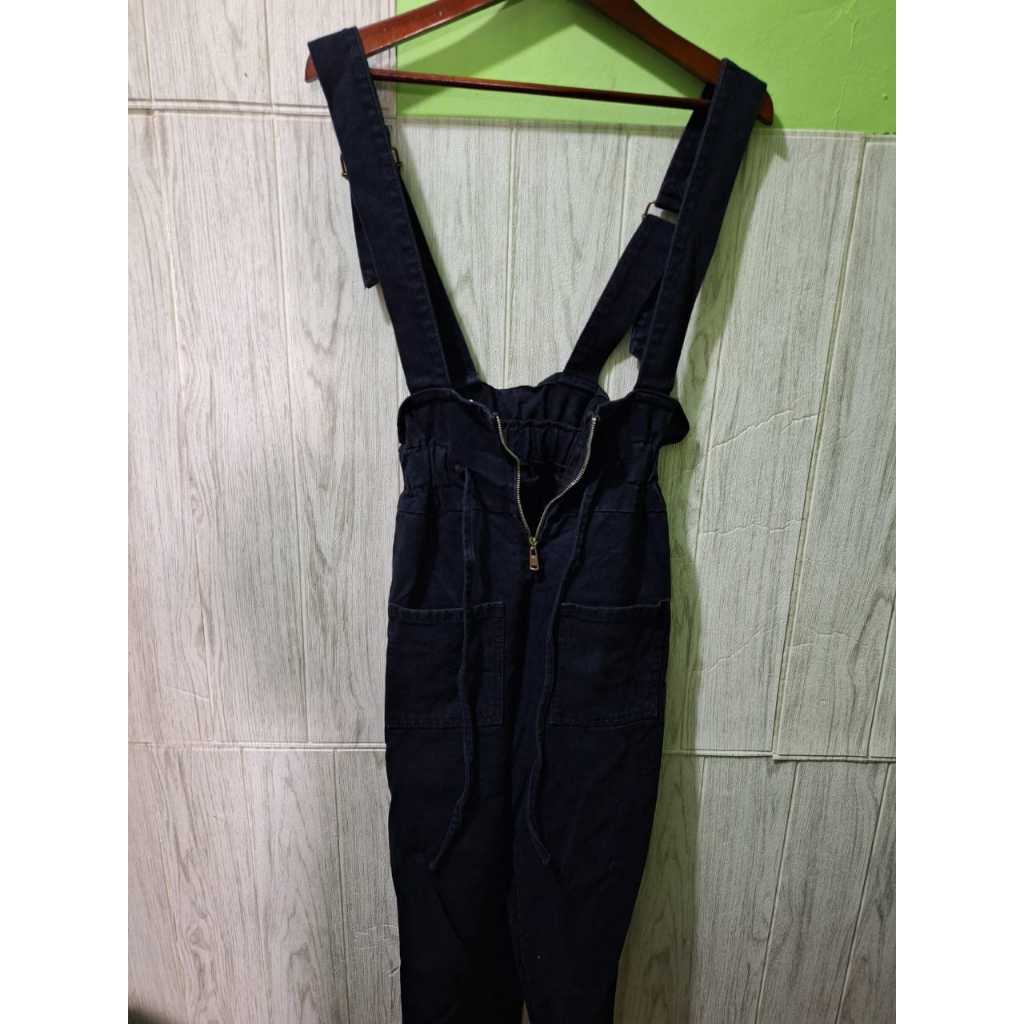 Celana Jeans Hitam Highwaist Preloved – Model Kodok dengan Tali