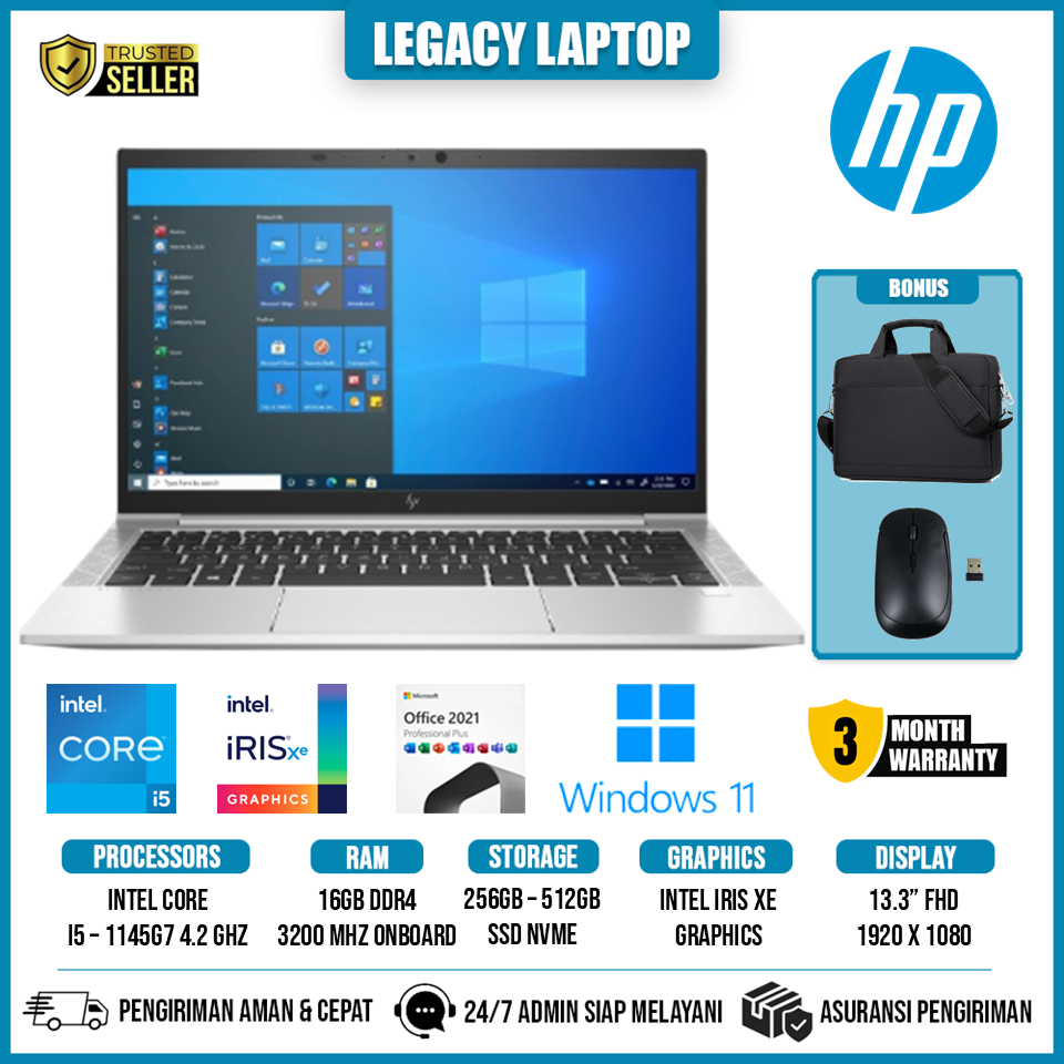 Laptop HP Elitebook 830 G8 Intel Core i5 1145G7 Ram 16GB 512GB SSD FHD Windows 10 Pro