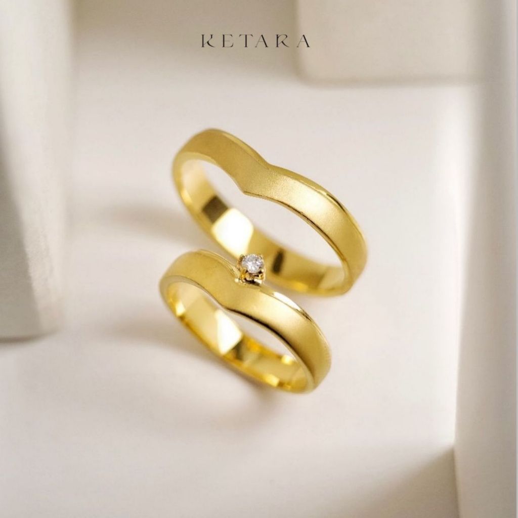 Cincin Kawin Tunangan Cincin Tunangan Cincin Couple Palladium dan Gold