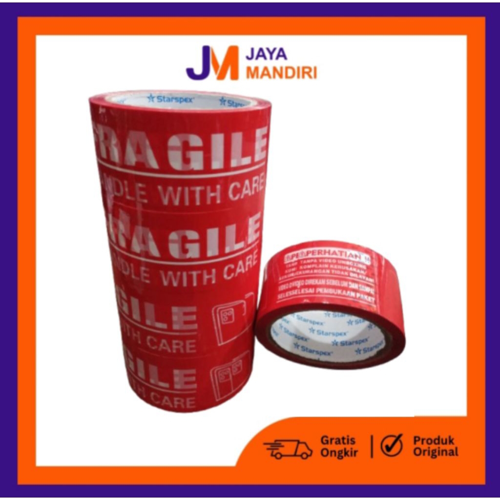 (1Pcs) Lakban Fragile – Lakban Segel Paket Mudah Pecah