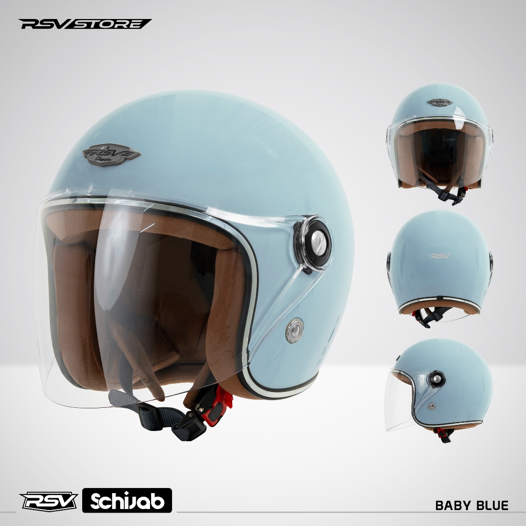 RSV SC Hijab Retro Classic Helm Half Face - Baby Blue