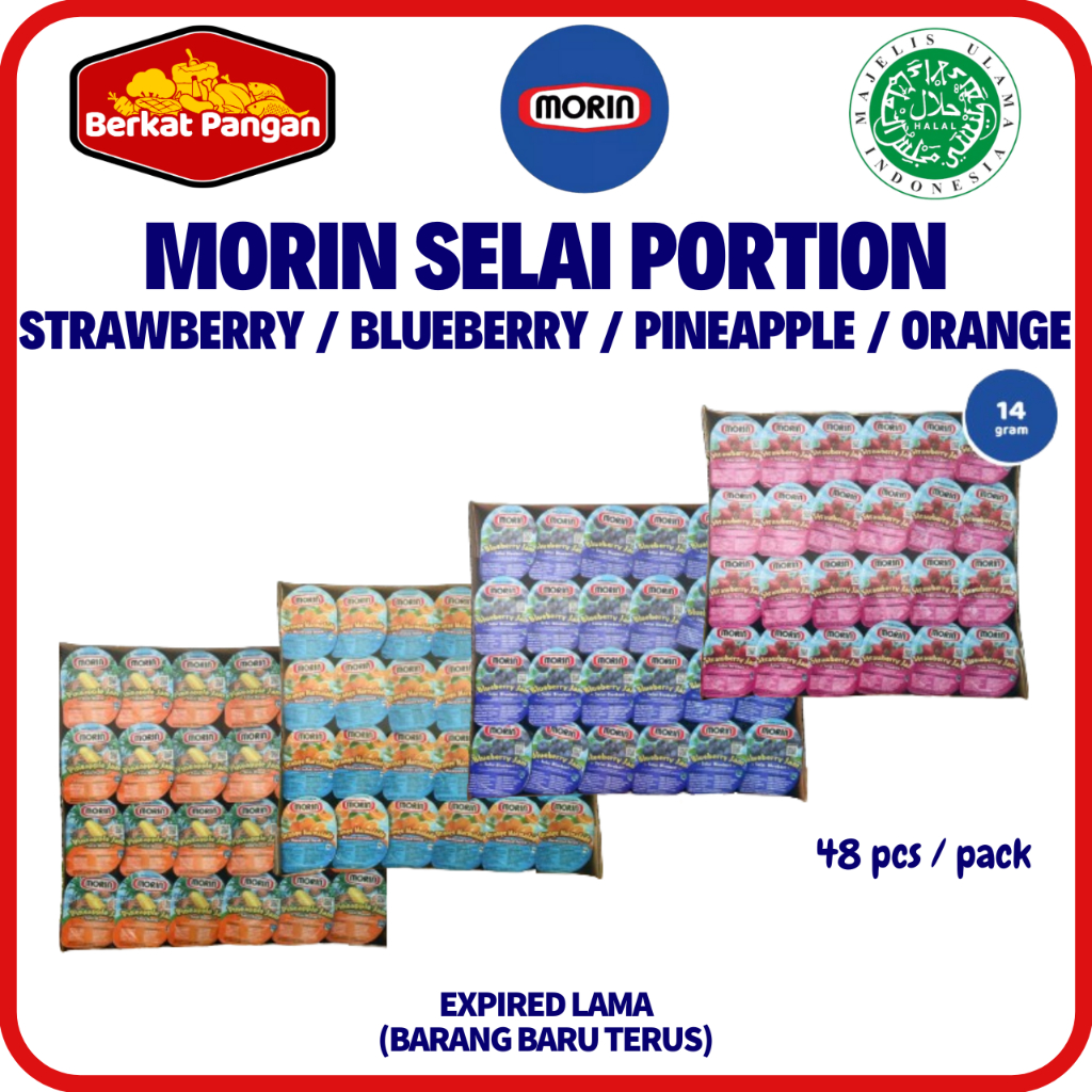 Morin Jam Mini Portion 14 Gr - Selai Strawberry Blueberry Pineapple Orange Marmalade