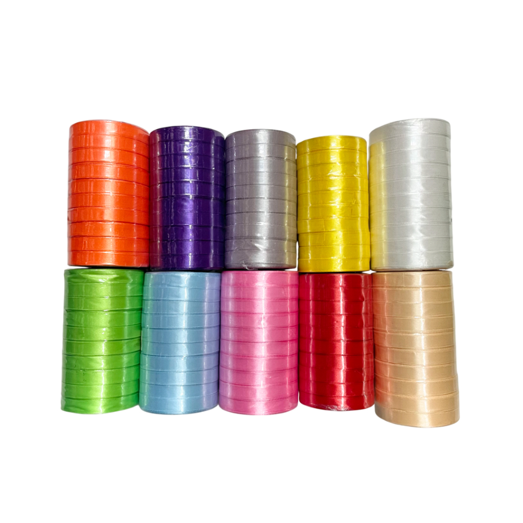 

Pita Satin 1/2 Inch (1,2cm) x 18 Meter Gulung Hias Kado Bunga Souvenir Dekorasi Elegan Murah