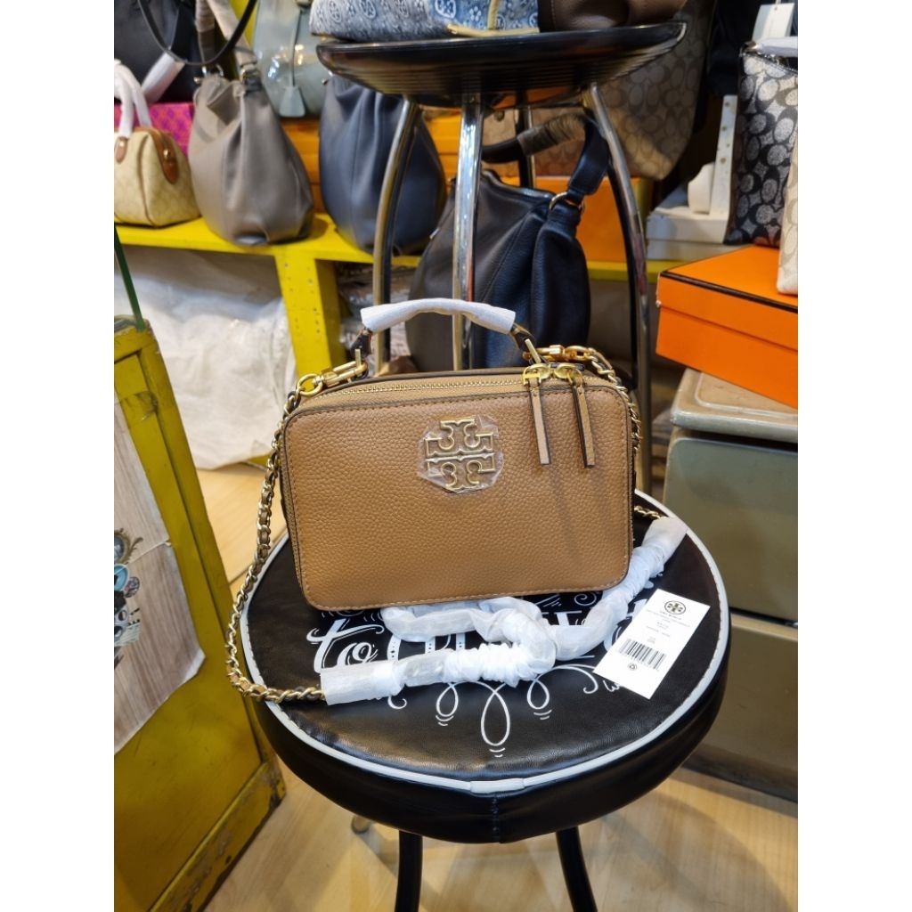 TORY BURCH Britten Small Top Handle Case Bag Tas Wanita Selempang Rantai Kulit Asli