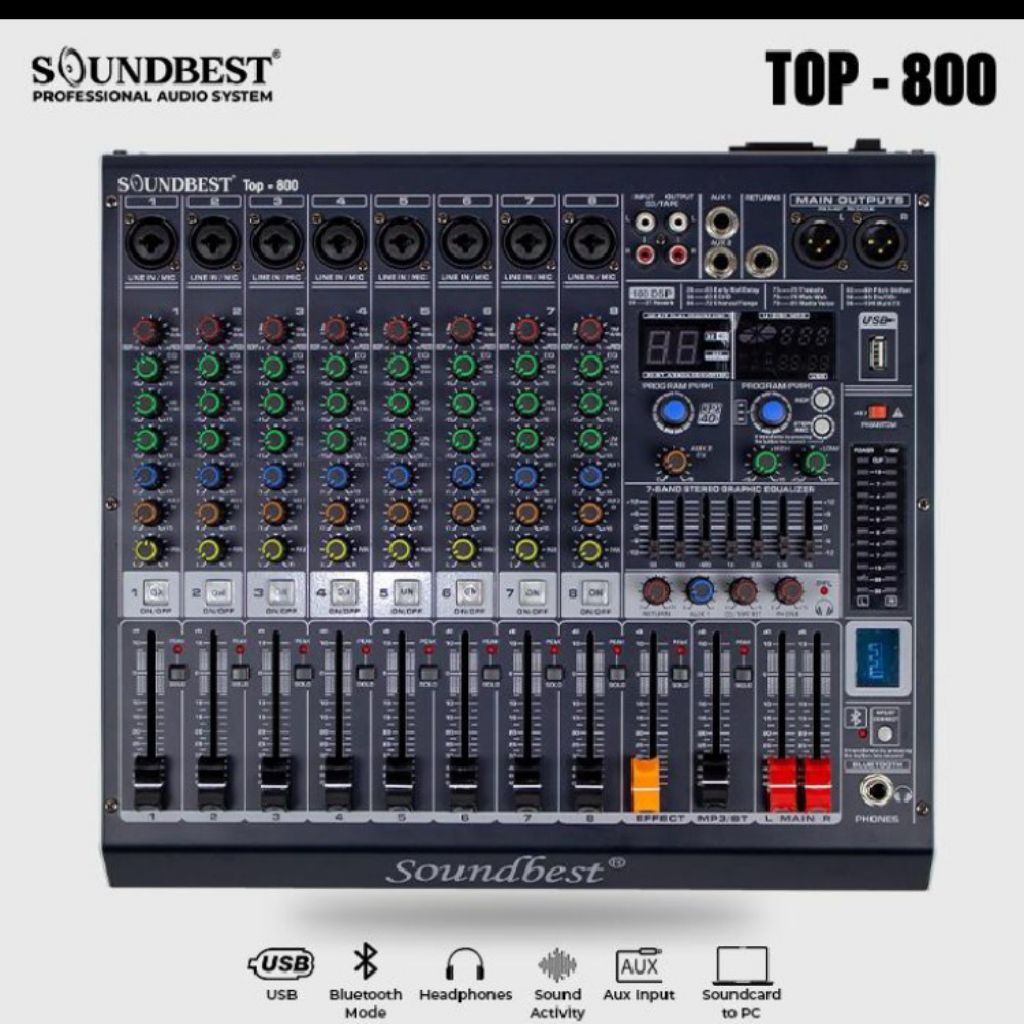 Mixer Soundbest Top 800 original 8 channel bluetooth
