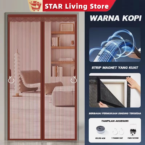 Tirai Pintu kamar / Tirai Magnet Anti Nyamuk Kawat Nyamuk / Tirai Magnet Elegan bahan plastik Uk. 90