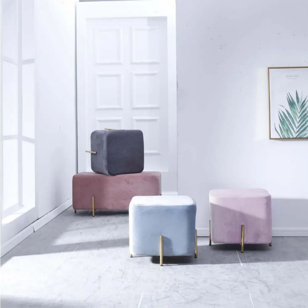 STOOL SOFA STOOL KOTAK KAKI BESI BANGKU