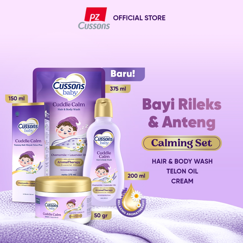 Cussons Baby Cuddle Calm 4in1 Calming Set - Perawatan Lengkap Bayi Bantu Rileks & Tidur Anteng denga