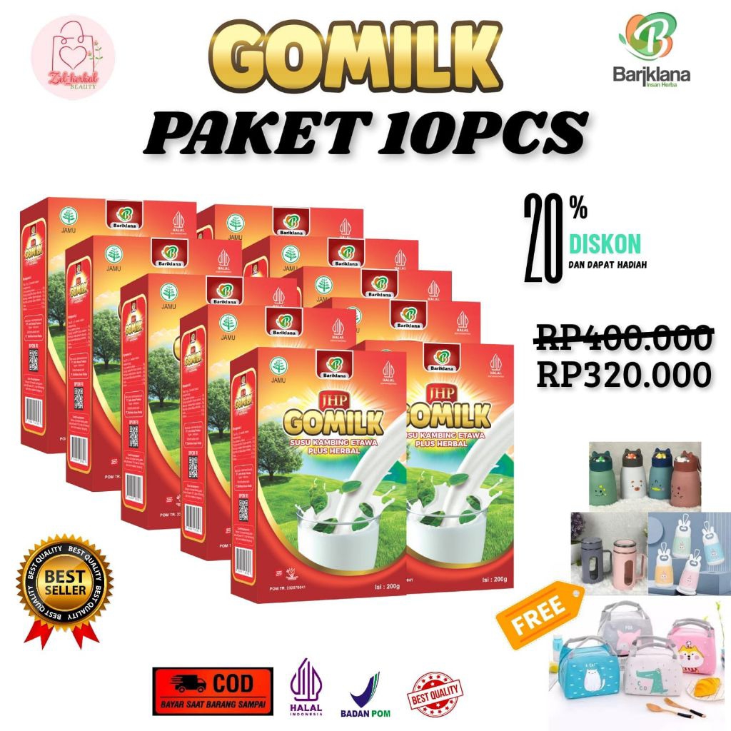

PAKET RESELLER 10 PC GOMILK susu etawa 200GR free hadiah menarik