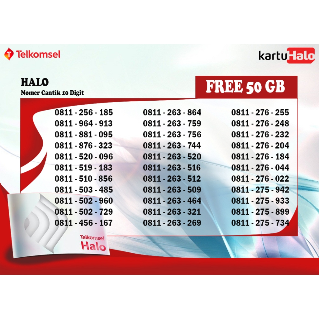 PERDANA TELKOMSEL 10 DIGIT / PAKET HALO+ 23GB