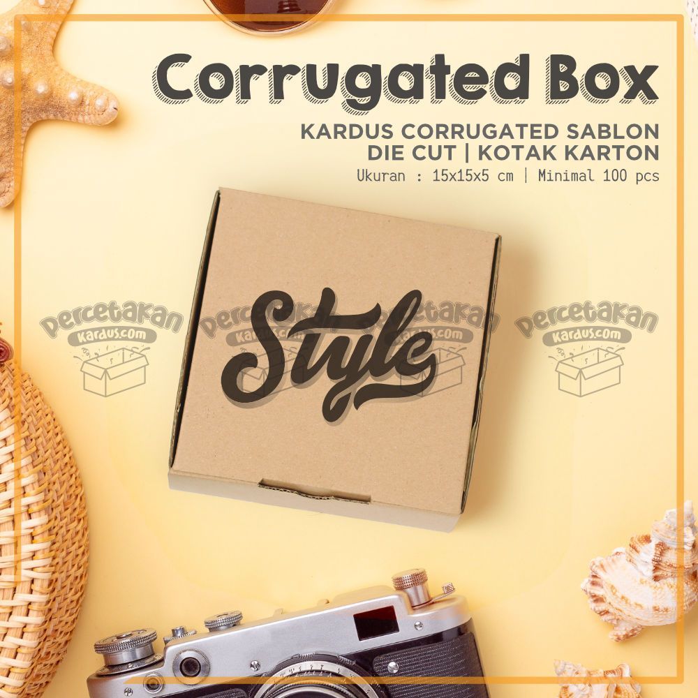 

Sablon / Cetak Kardus Corrugated 15x15x5 CM | Die Cut | Kotak Karton | Box Packing Souvenir Pizza