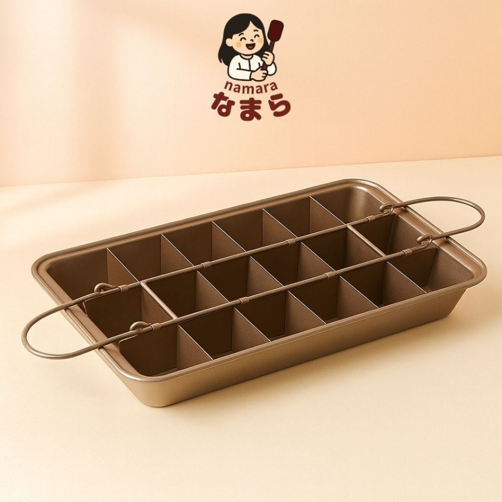 NAMARA Loyang Brownies Sekat Anti Lengket 18 Potong | Cetakan Kue Panggang Persegi Panjang 31cm x 19