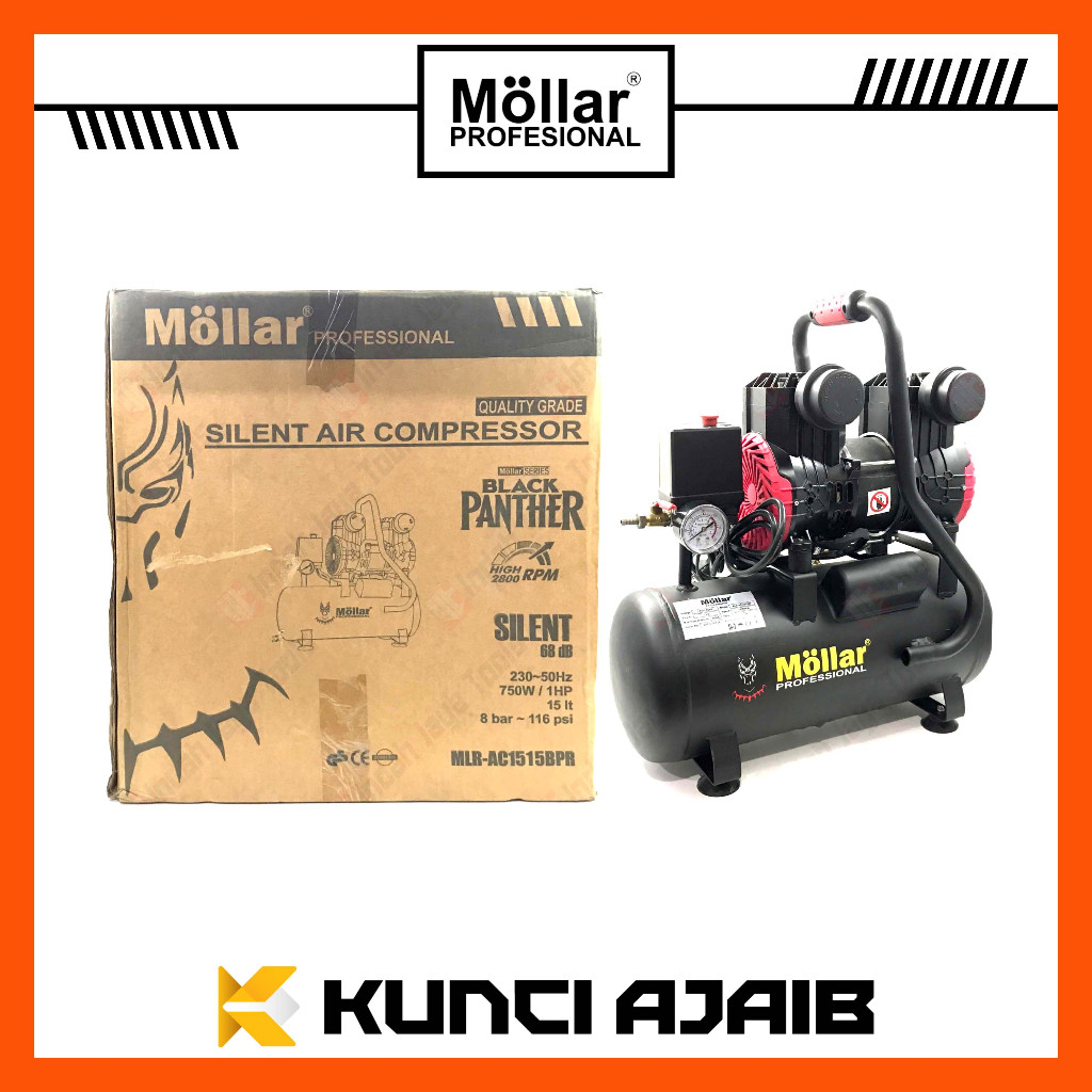 MOLLAR AC1515BP-R Kompresor Angin SILENT 1 HP 15 Liter Oilless Oiless