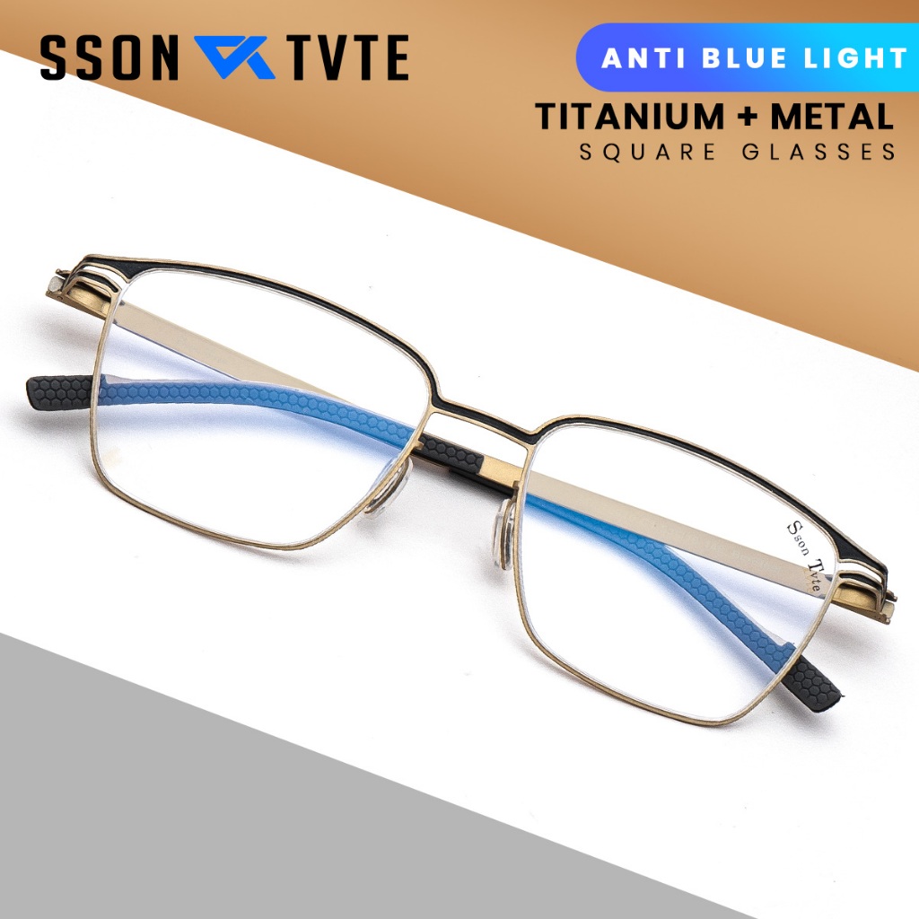SSON TVTE Frame Kacamata Lensa Minus Pria Wanita Frame Kotak Titanium 9610