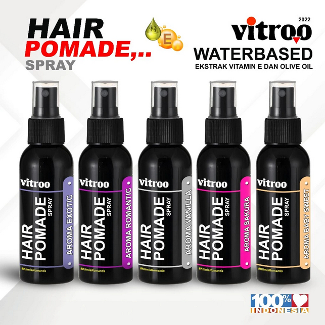 Vitroo Pomade Spray Pomed Semprot Waterbase Natural Minyak Rambut Pria Hair Styling